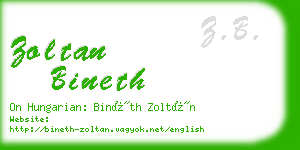 zoltan bineth business card